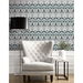 Seabrook Designs Dragonfly Damask Ebony &amp; Aqua Wallpaper thumbnail image 3 of 4