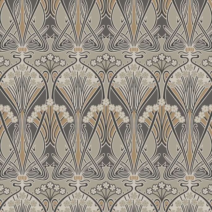 Seabrook Designs Dragonfly Damask Bronze &amp; Smoke Wallpaper image 1 of 3