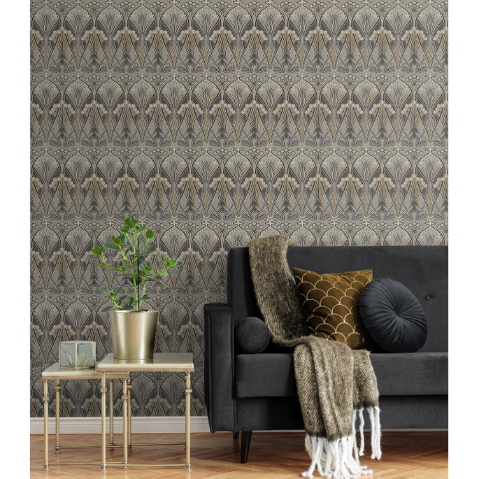 Seabrook Designs Dragonfly Damask Bronze &amp; Smoke Wallpaper image 2 of 3