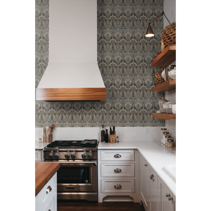 Seabrook Designs Dragonfly Damask Bronze &amp; Smoke Wallpaper image 3 of 3