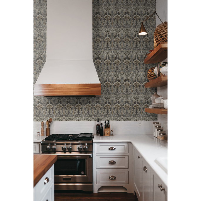 Seabrook Designs Dragonfly Damask Bronze &amp; Smoke Wallpaper image 3 of 3