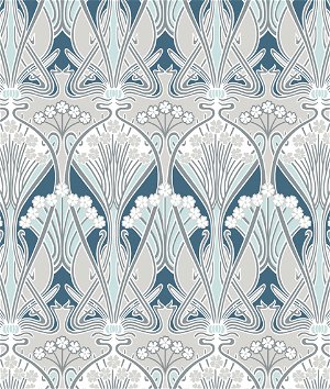 Seabrook Designs Dragonfly Damask Aegean Blue & Dewdrop Wallpaper