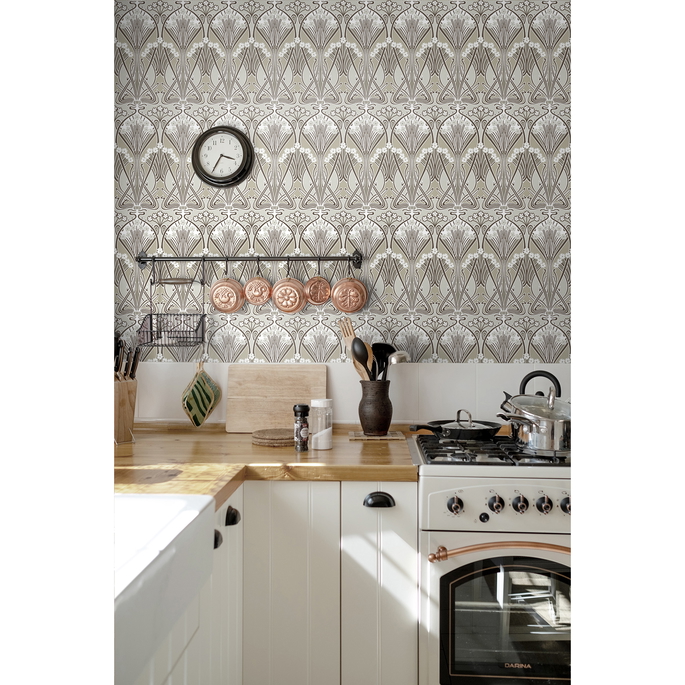 Seabrook Designs Dragonfly Damask Warm Pewter Wallpaper image 3 of 4