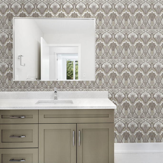 Seabrook Designs Dragonfly Damask Warm Pewter Wallpaper image 4 of 4