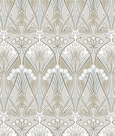 Seabrook Designs Dragonfly Damask Soft Taupe & Blue Mist Wallpaper