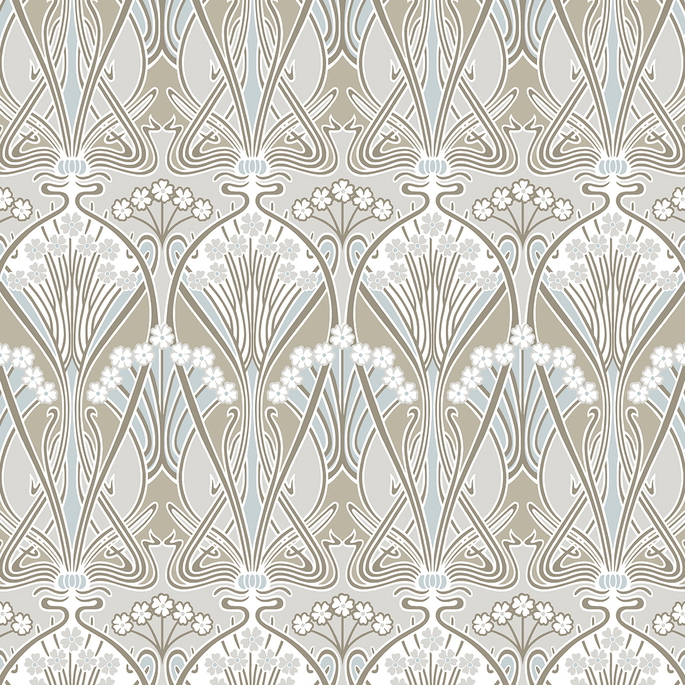 Seabrook Designs Dragonfly Damask Soft Taupe &amp; Blue Mist Wallpaper image 1 of 3