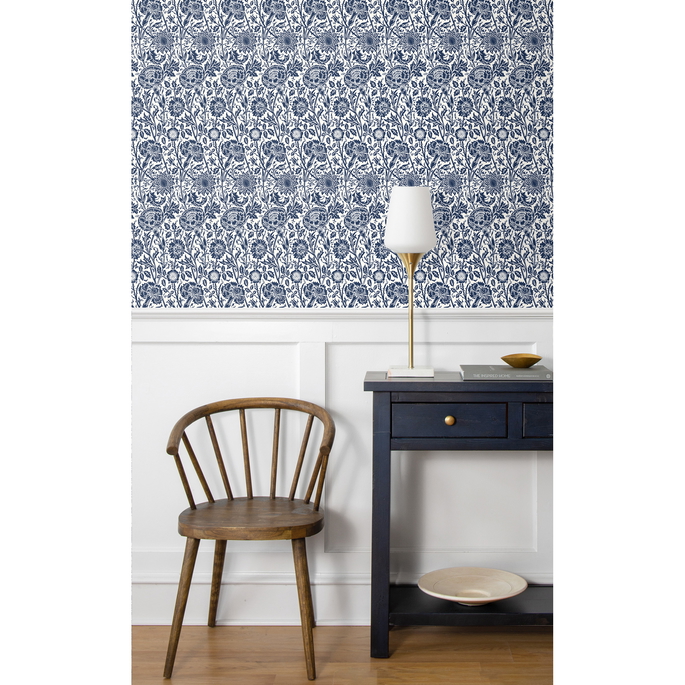 Seabrook Designs Tonal Floral Trail Navy Blue Wallpaper image 3 of 3
