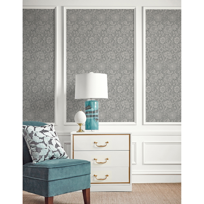 Seabrook Designs Tonal Floral Trail Argos Grey Wallpaper image 2 of 3
