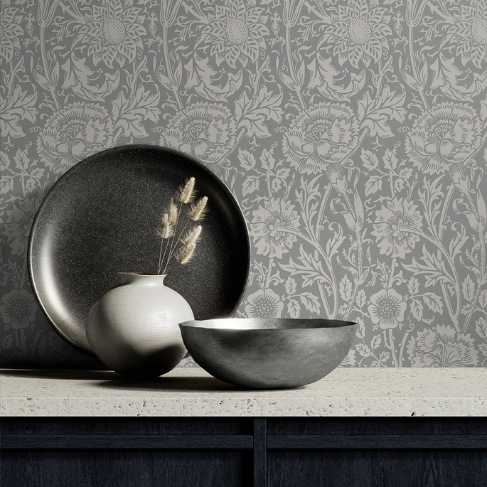 Seabrook Designs Tonal Floral Trail Argos Grey Wallpaper image 3 of 3
