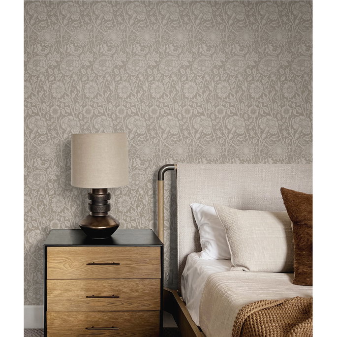 Seabrook Designs Tonal Floral Trail Taupe Wallpaper image 2 of 3