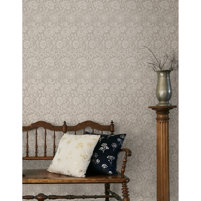 Seabrook Designs Tonal Floral Trail Taupe Wallpaper image 3 of 3
