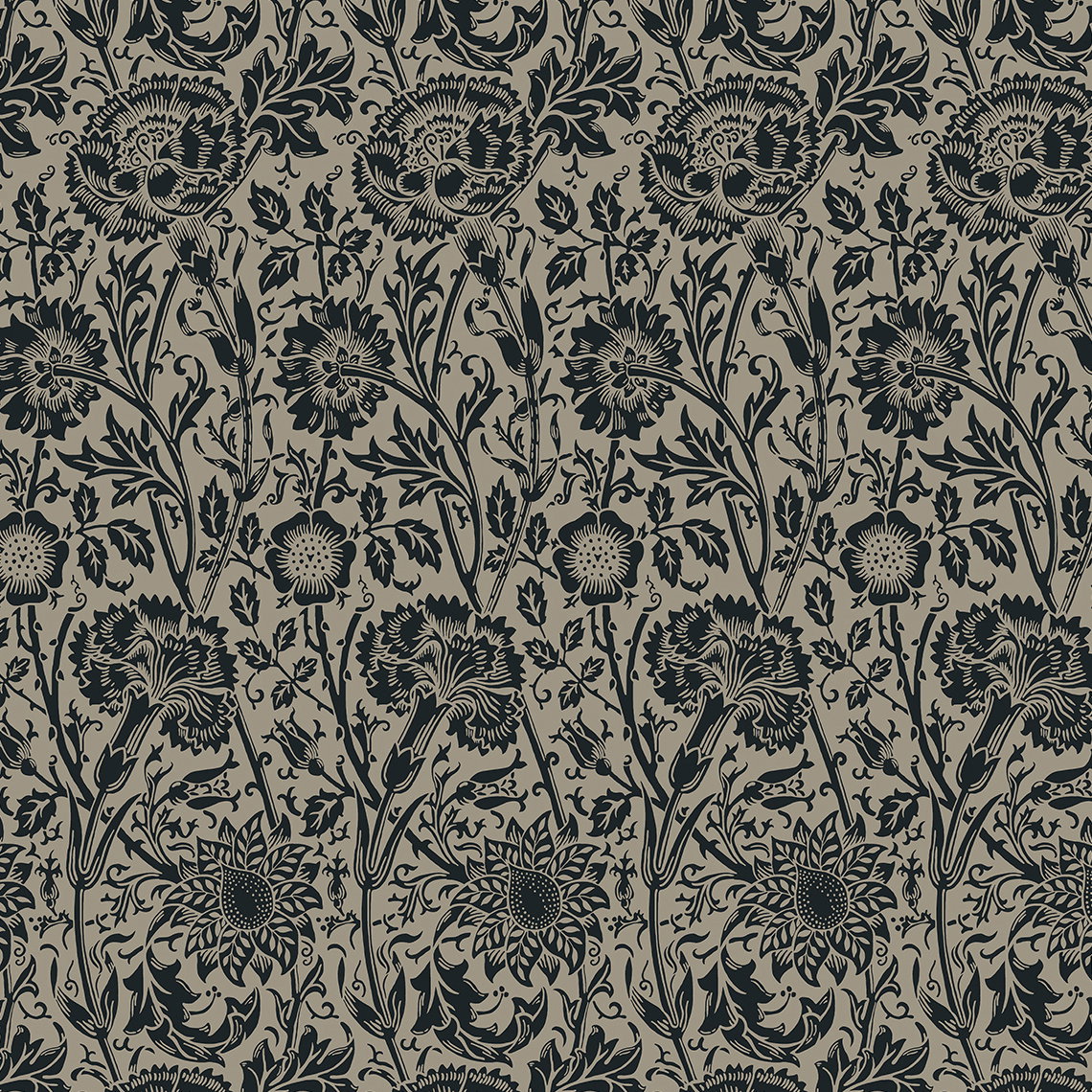 Seabrook Designs Tonal Floral Trail Taupe & Ebony Wallpaper ...