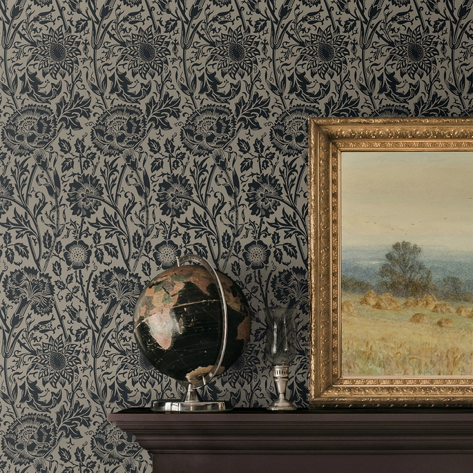 Seabrook Designs Tonal Floral Trail Taupe &amp; Ebony Wallpaper image 3 of 3