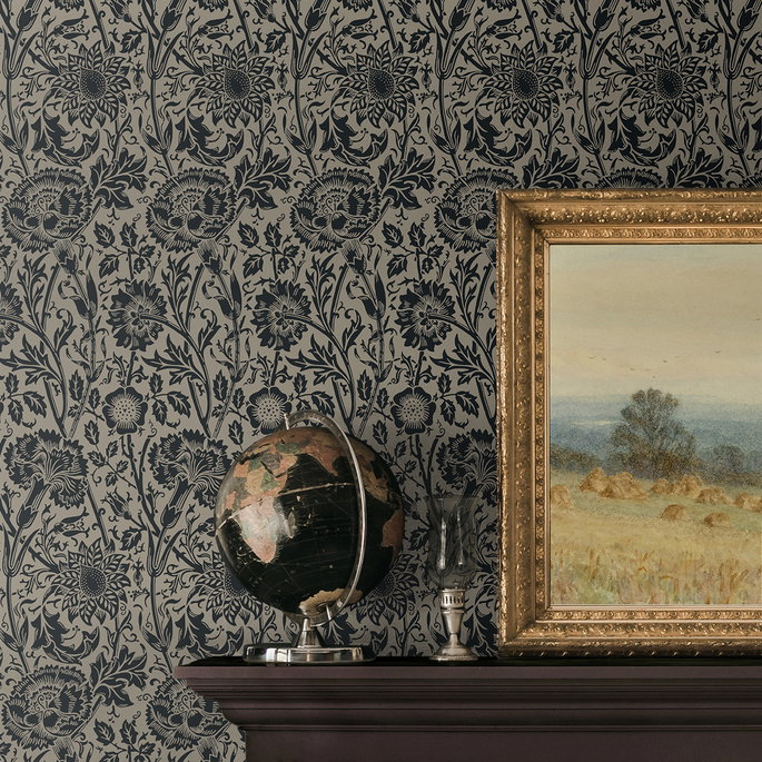 Seabrook Designs Tonal Floral Trail Taupe &amp; Ebony Wallpaper image 3 of 3