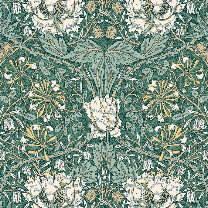 Seabrook Designs Ogee Flora Everglades &amp; Buttercup Wallpaper image 1 of 4