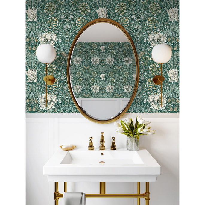 Seabrook Designs Ogee Flora Everglades &amp; Buttercup Wallpaper image 2 of 4