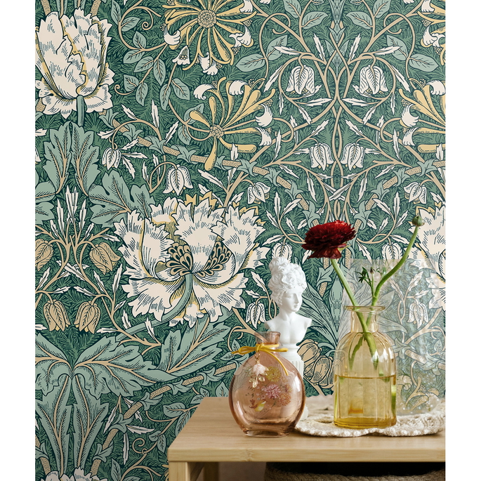 Seabrook Designs Ogee Flora Everglades &amp; Buttercup Wallpaper image 4 of 4