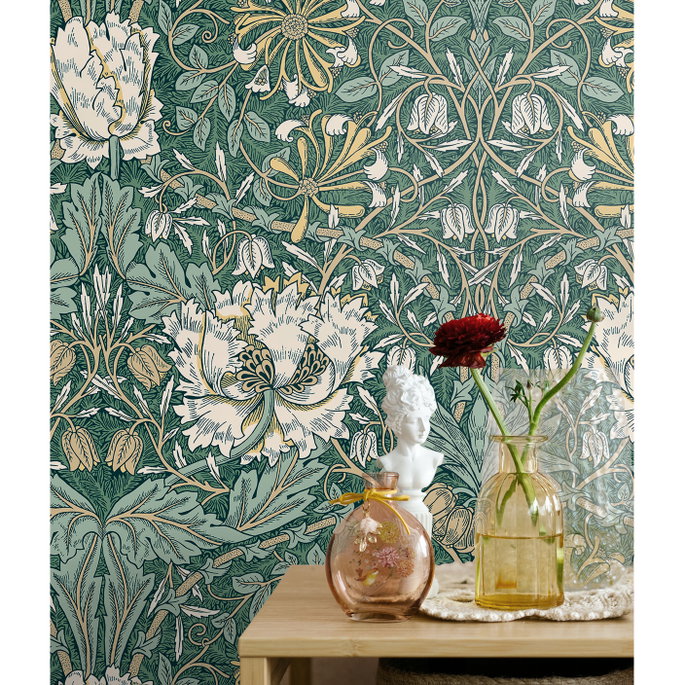 Seabrook Designs Ogee Flora Everglades &amp; Buttercup Wallpaper image 4 of 4
