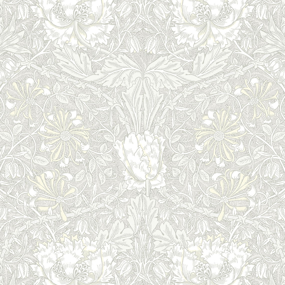 Seabrook Designs Ogee Flora Swiss Coffee & Light Grey Wallpaper ...