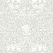 Seabrook Designs Ogee Flora Swiss Coffee & Light Grey Wallpaper