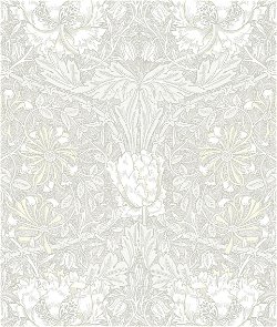 Seabrook Designs Ogee Flora Swiss Coffee & Light Grey Wallpaper
