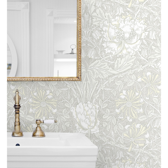 Seabrook Designs Ogee Flora Swiss Coffee &amp; Light Grey Wallpaper image 3 of 3