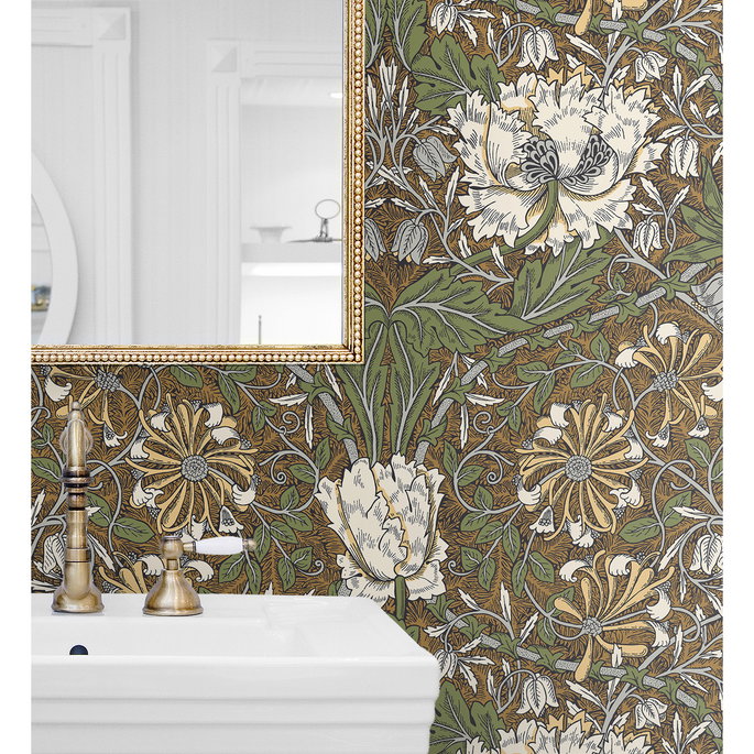 Seabrook Designs Ogee Flora Dijon &amp; Sage Wallpaper image 3 of 4