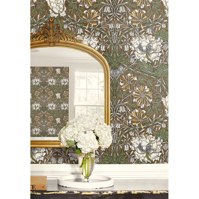 Seabrook Designs Ogee Flora Dijon &amp; Sage Wallpaper image 4 of 4