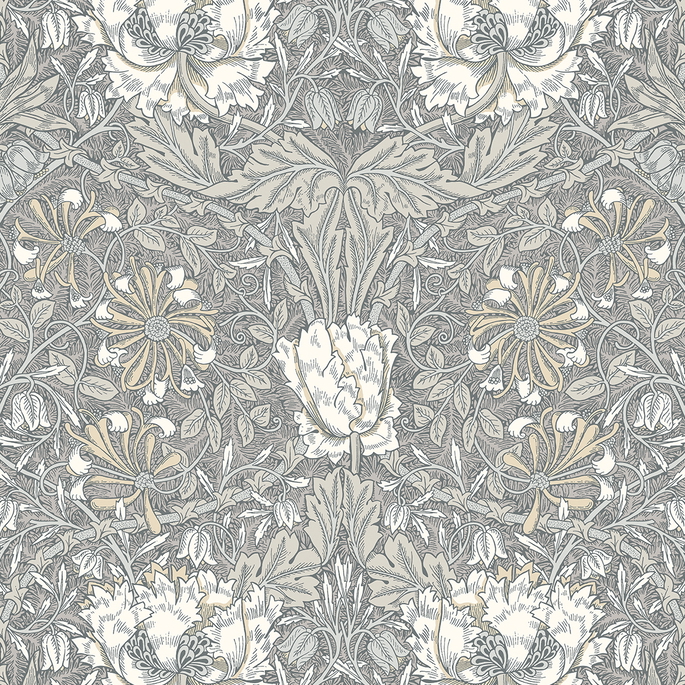 Seabrook Designs Ogee Flora Stone Grey &amp; Desert Sand Wallpaper image 1 of 3