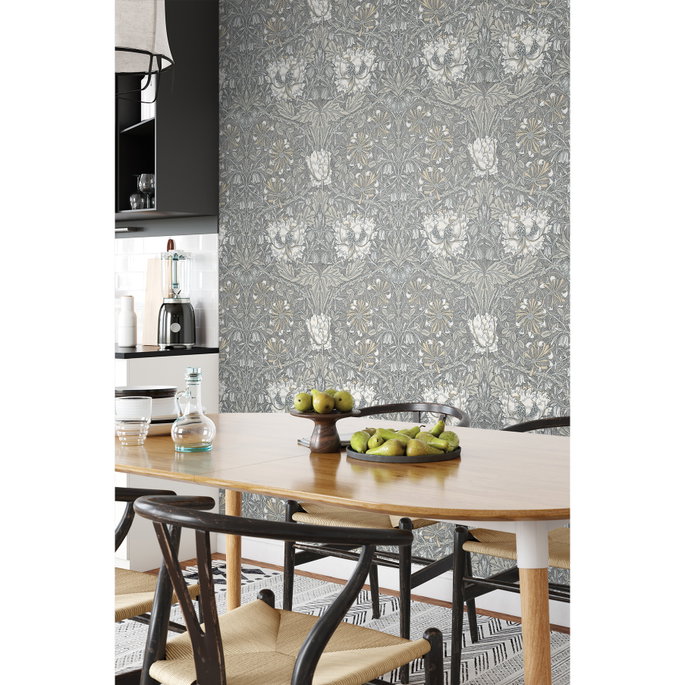Seabrook Designs Ogee Flora Stone Grey &amp; Desert Sand Wallpaper image 2 of 3