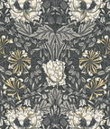 Seabrook Designs Ogee Flora Charcoal & Goldenrod Wallpaper
