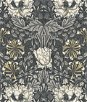 Seabrook Designs Ogee Flora Charcoal & Goldenrod Wallpaper