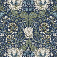 Seabrook Designs Ogee Flora Indigo Dye & Thyme Wallpaper