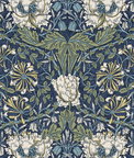 Seabrook Designs Ogee Flora Indigo Dye & Thyme Wallpaper