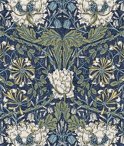 Seabrook Designs Ogee Flora Indigo Dye & Thyme Wallpaper