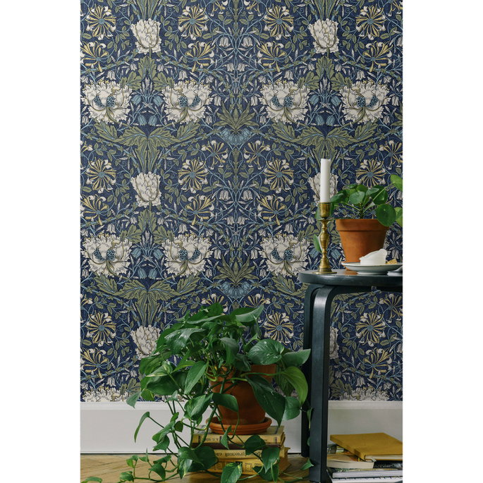 Seabrook Designs Ogee Flora Indigo Dye &amp; Thyme Wallpaper image 3 of 3
