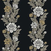 Seabrook Designs Blooming Stripe Ebony & Goldenrod Wallpaper