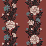 Seabrook Designs Blooming Stripe Pale Carmine & Aqua Wallpaper