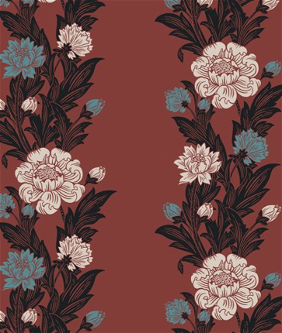 Seabrook Designs Blooming Stripe Pale Carmine & Aqua Wallpaper