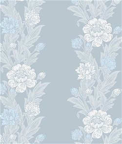 Seabrook Designs Blooming Stripe Baby Blue Wallpaper