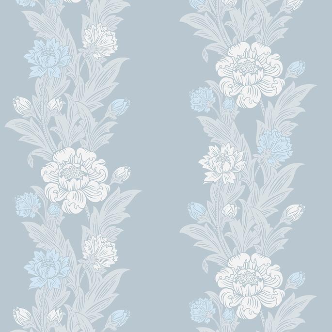 Seabrook Designs Blooming Stripe Baby Blue Wallpaper image 1 of 3