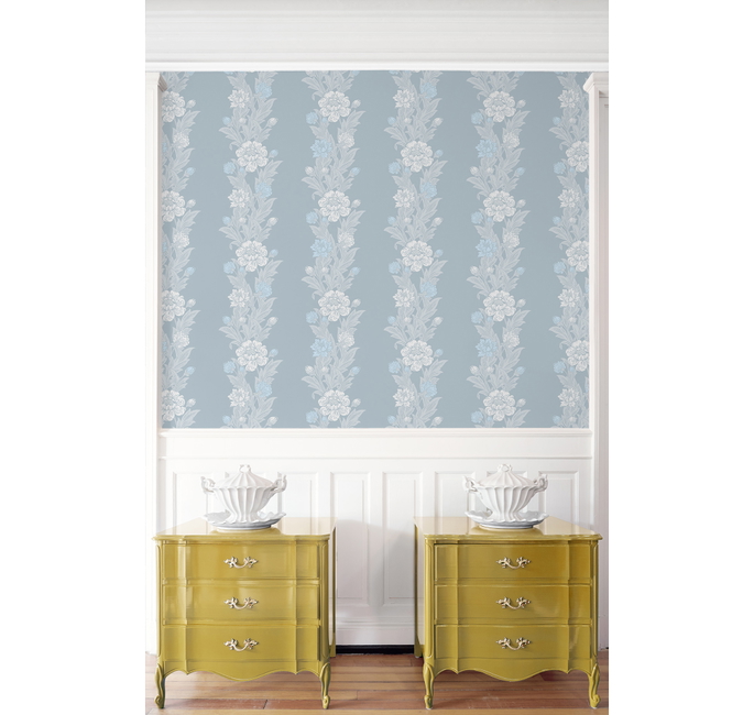 Seabrook Designs Blooming Stripe Baby Blue Wallpaper image 3 of 3