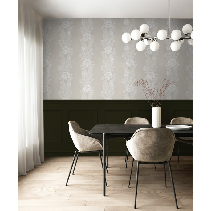 Seabrook Designs Blooming Stripe Swiss Coffee Wallpaper image 3 of 3