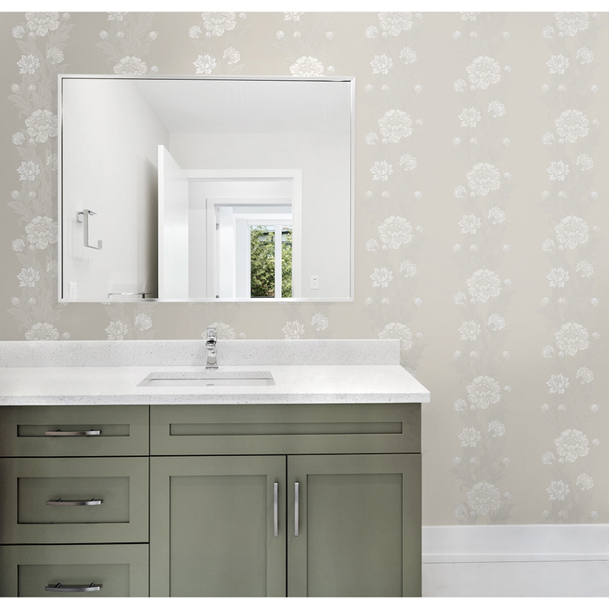 Seabrook Designs Blooming Stripe Metallic Pearl Wallpaper image 3 of 3