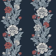 Seabrook Designs Blooming Stripe Deep Navy & Berry Wallpaper