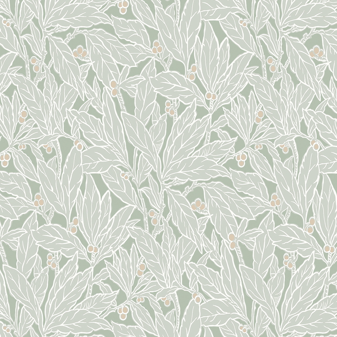 Seabrook Designs Leaf &amp; Berry Spearmint Wallpaper image 1 of 3