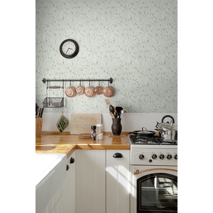 Seabrook Designs Leaf &amp; Berry Spearmint Wallpaper image 2 of 3