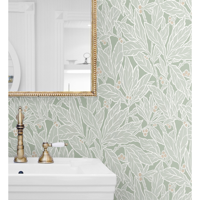 Seabrook Designs Leaf &amp; Berry Spearmint Wallpaper image 3 of 3