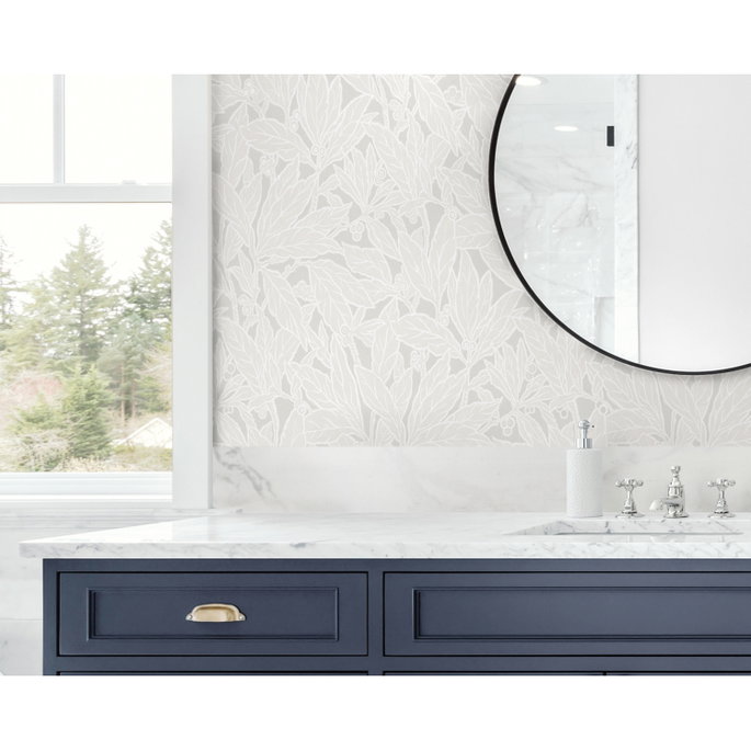 Seabrook Designs Leaf &amp; Berry Dove &amp; Metallic Pearl Wallpaper image 3 of 3