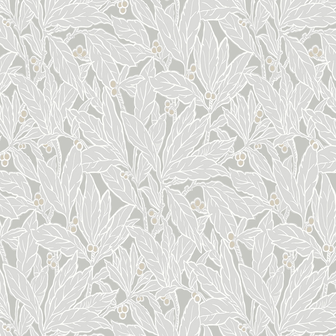 Seabrook Designs Leaf &amp; Berry Daydream Grey Wallpaper image 1 of 3